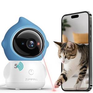 ZUMIMALL Pet Camera Indoor, 5G/2.4G WiFi Camera for Dog/Cat with Laser Toy, 3MP Pet Security Cameras with Phone App, 2-Way Talk, Auto Tracking, Pet/PIR/AI Detection, Privacy Protect, Alexa/ONVIF/Cloud - Retail: $60