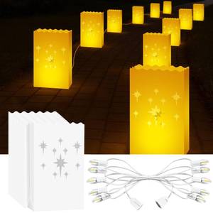 lot 19081 image: Makevivi 10 Pack Electric Star Luminary Bags with Plug-in Light Set �� Waterproof Reusable Plastic Luminaries, Outdoor Pathway Decorations for Christmas, Weddings, Parties & Holiday Displays