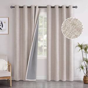 lot 19083 image: YoungsTex Beige Linen Blackout Curtains 84 Inch Length for Living Room, Thermal Insulated Winter Drapes with Grommet Room Darkening Thick Privacy for Bedroom Windows, 2 Panels, 52 X 84 Inch - Retail $35