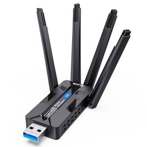 lot 19094 image: USB WiFi Adapter for PC WiFi Adapter 1800Mbps Max Speed 4 High-Gain PC WiFi Antennas Ultra-Long Range Signal Reception Wireless Wifi6 Adapter for Desktops & Laptops PC Dual-Network Card connectivity - Retail $23