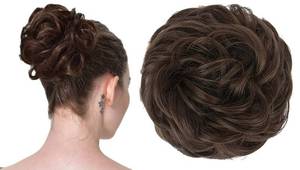 lot 19099 image: FESHFEN Messy Bun Hair Piece - Wavy Synthetic Chignon Scrunchies for Instant Volume, Elastic Bun Ponytail Hair Extensions Thick Hairpieces for Women, Medium Chestnut Brown 1.50 oz - Retail $10