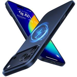 lot 19110 image: TORRAS Magnetic Slim Fit for iPhone 17 Pro Case 6.3 inch, Ultra-Thin, Compatible with MagSafe, Lightweight Matte Anti-Scratch Hard PC Cover Phone Case for iPhone 17 Pro OriginFit, Deep Blue - Retail $19