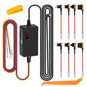 lot 19113 image: Dash Cam Hardwire Kit, 12V-24V to 5V3A with Voltage Display 247 Parking Mode Acc Detection 3-Level Low Voltage Protection (11.6V12V12.4V) Car Dash Camera Charger Power Cord - Retail $24