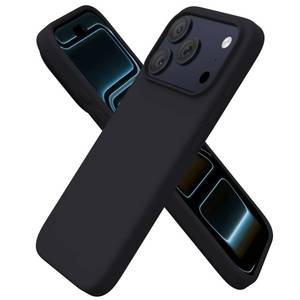 lot 19120 image: ORNARTO Compatible with iPhone 17 Pro Case 6.3, Slim Liquid Silicone 4 Layers Full Covered Soft Gel Rubber Shockproof Cover, Protective Phone Case for iPhone 17 Pro-Black - Retail $13