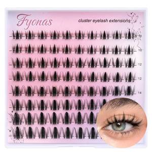 lot 19127 image: Fyonas Manga Lash Clusters Spiky Eyelash Clusters C Curl Cluster Eyelash Extensions 10-16mm Anime Individual Lashes Wet Look Lashes Clusters with Clear Thin Band (Fairy) - Retail $8