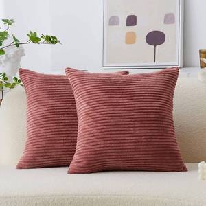 lot 19147 image: Home Brilliant Pillow Covers 22x22 Soft Cushion Covers Set of 2 Striped Velvet Throw Pillow Cases for Bed Living Room, 55x55 cm, 22 x 22 Inch, Dry Rose Pink - Retail $21