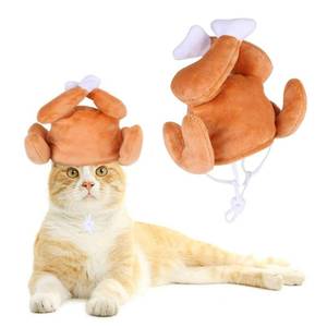 lot 19155 image: Cat Turkey Drumstick Hat Cat Small Dog Halloween Thanksgiving Turkey Drumstick Headband Headgear Costume for Small Dog Kitten - Retail $10