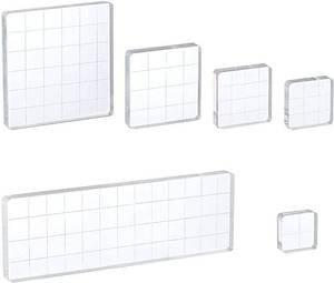 lot 19159 image: Whaline 6 Pieces Acrylic Stamp Block Clear Stamping Tools Set with Grid Lines for Scrapbooking Crafts Card Making, Assorted Sizes - Retail $10