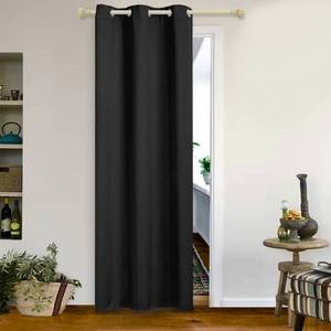 lot 19162 image: MYSKY HOME Solid Black Door Curtain Blackout Colset Curtains for Bedroom Doorway Grommet Top Thermal Insulated Room Darkening Drapes for Living Room, 1 Curtain Panel, 42 x 84 Inch, Black - Retail $21