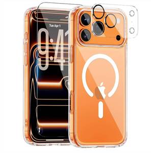 lot 19174 image: Saiuxiu for iPhone 17 Pro Case, Compatible with MagSafe, Magnetic Slim Cover, Anti-Yellowing & Shockproof, Full Camera Protection, Includes Screen & Lens Protectors, Clear Protective Case - Retail $18