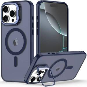 lot 19178 image: Nvollnoe for iPhone 16 Pro Max Case Compatible with MagSafe Military Grade Shockproof Heavy Duty Protective Adjustable Kickstand Matte Semi Clear Phone Case for iPhone 16 Pro Max(Blue) - Retail $16