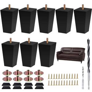 lot 19179 image: Txcucc Sofa Legs Square Bed Feet 4 inch Wood Replacement Leg for Furniture Set of 8,Black (4��, 8set) - Retail $34