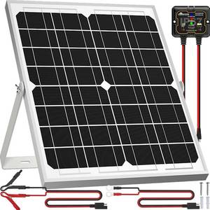 lot 19180 image: SOLPERK Solar Panel Kit 20W 12V, Waterproof Solar Battery Trickle Charger Maintainer  Smart MPPT Controller  Adjustable Mount Bracket for Boat Car RV Motorcycle Marine Automotive - Retail $31