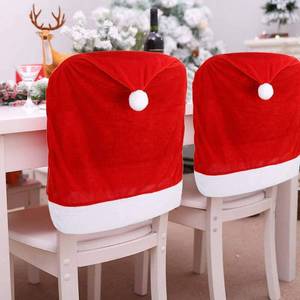 lot 19184 image: CCINEE 4pc Red Hat Dining Chair Slipcovers,Christmas Chair Back Covers Kitchen Chair Covers for Christmas Holiday Festival Decoration - Retail $14