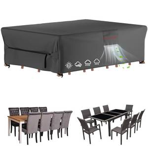 lot 19185 image: Velway Patio Furniture Cover Waterproof - Heavy-Duty 500D Upgraded Tear-resistant Outdoor Furniture Sofa Set Cover with Windproof Buckles&Large Air Vent Anti-UV Rectangle Furniture Covers 95x64x28