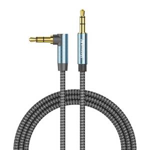 lot 19195 image: Nanxudyj AUX Cord 6ft,3.5mm Stereo Audio Cable 90 Degree Nylon Braided 3.5mm Male to Male Stereo Aux Cables Right Angle TRS Cable Portable Compatible for Headphone, car,Tablets, Speakers - Retail $5