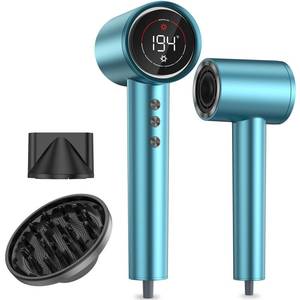 lot 19199 image: Hair Dryer, 150000 RPM Professional High-Speed Blow Dryer 500 Millions Negative Ionic Care Hair Dryer for Fast Drying, Low Noise 4 Temp3 Speeds Hairdryer, Travel with Magnetic Diffuser & Nozzle - Retail $30