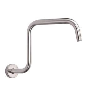 lot 19209 image: HarJue S Shaped Shower Arm, High Rise Shower Head Extension Pipe Standard 12 Connection with Flange, Awesome Shower Experience-Stainless Steel Bathroom Accessory(13 Inch Z-S Shape, Brushed Nickel) - Retail $16