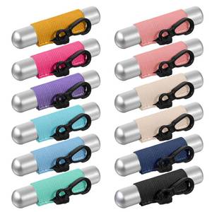 lot 19215 image: XLIUAX 12 Pack Lip Balm Holder Keychain, Portable Clip On Lipstick Lip Gloss Holder Keyring Multicolor Elastic Lip Balm Sleeves for Women - Retail $6