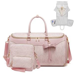 lot 19223 image: Garment Bags for Travel,45L Carry on Convertible Garment Duffle bag for Men Women - 3 in 1 Hanging Suit Travel Bag with Shoulder Strap (Pink-A) - Retail $314