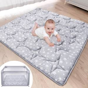 lot 19225 image: Baby Play Mat 50 X 50 Playpen Mat Fit for Hiaksedt and Orian Baby Playpen, One-Piece Crawling Mat Non Slip Padded Kids Playmat for Floor 50x50 Inches - Retail $26