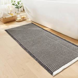 lot 19228 image: GRLYUH Waffle Bath Mat - Boho Bathroom Rugs Non Slip Washable, Super Absorbent & Quick Dry, Soft Bath Mat Farmhouse Bathroom Decor, 20 x 48, Dark Grey and White - Retail $84