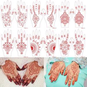 lot 19236 image: 6 Sheets Henna temporary tattoos stickers, Brown Henna Tattoo Stickers kit,Waterproof Red InkTattoo,for Women Party Decorations - Retail $2,347