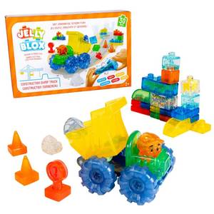 lot 19237 image: Jelly Blox Construction Dump Truck Set  30 Pieces  Toddler & Preschool Building Blocks Kids Can Squeeze, Stretch, Squish  MESH ACCREDITED  Safety Tested & Ouch-Free  Sensory Play Toy Ages 2 - Retail $30