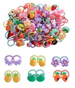 lot 19240 image: 100pcs Mix Colors Girls Elastic Hair Ties Soft Rubber Bands Hair Bands Holders Pigtails Hair Accessories for Girls Infants Toddlers Kids Teens and Children 100A - Retail $8