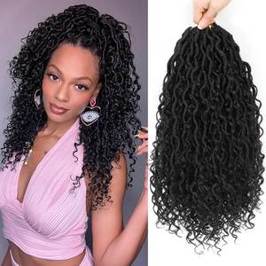 lot 19245 image: Col Bling 12 Inch 8 Packs Goddess Locs Crochet Hair Faux Locs Crochet Hair for Women Pre Looped River Locs Hair with Curly Ends Synthetic (12 Inch 8 Packs, #1B) - Retail $26