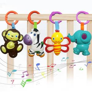 lot 19247 image: YUNLOVXEE Baby Toys, Cartoon Animal Hanging Rattle Toys, Handbells Baby Rattles, Baby Bed Crib Car Seat Travel Stroller Toys for Infant, Best Birthday Gift for Newborn, 4 Pack - Retail $15