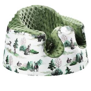 lot 19248 image: COVER ONLY BOMOLOUR Seat Cover Compatible with Bumbo Seat and Nuby Seat, Floor Seat Cover for Boys and Girls, Removable Breathable Baby Seat Cover, New Designed, Anti-Slip, Seat Not Included, Green Forest - Retail $18