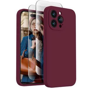 lot 19250 image: FireNova Designed for iPhone 15 Pro Max Case, Silicone Upgraded Camera Protection Phone Case with 2 Screen Protectors, Soft Anti-Scratch Microfiber Lining Inside, 6.7 inch, Plum - Retail $17