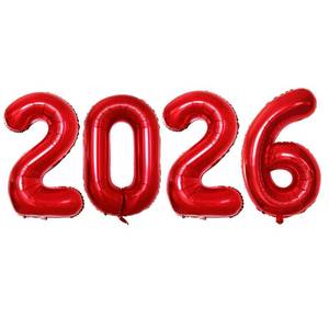 lot 19253 image: GOER 42 Inch 2026 Red Foil Number Balloons for 2026 New Year Eve Festival Party Supplies Graduation Decorations - Retail $10