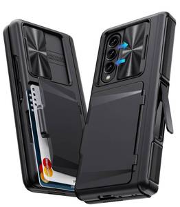 lot 19254 image: GBEE for Samsung Galaxy Z Fold 4 Case with Card Holder & Kickstand & Hinge Protection & Slide Camera Cover & Built-in Screen Protector, Rugged Phone Case for Galaxy Z Fold 4 2022 (Black) - Retail $36
