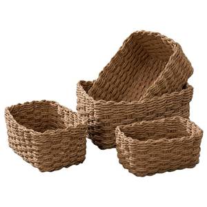 lot 19262 image: 4PCS Woven Storage Baskets Set, Small Baskets for Organizing, Square Handwoven Paper Rope Organizer Bins for Shelves and Home Storage (Brown) - Retail $23