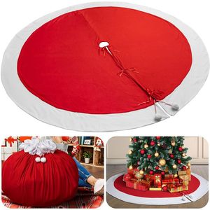 lot 19264 image: EBaokuup 85 Inch Extra Large Red Christmas Tree Skirt-Double Sided Christmas Tree Skirt with Drawstring-Red White Tree Skirt Gift Bag for Winter Home Holiday Christmas Party Decor - Retail $27