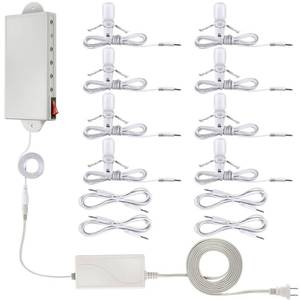 lot 19265 image: Meonum Christmas Village Light System Set Accessory Cord with 8 LED Light Bulbs Compatible with Department 56 Christmas Building and Accessory Craft Village House Lighting System, Blow Mold Light - Retail $56