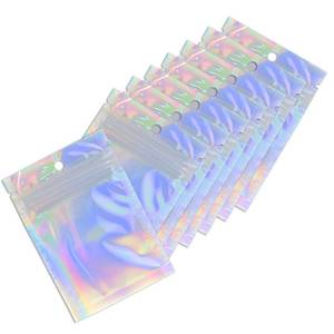 lot 19271 image: 50 Pack Holographic Resealable Plastic Bags for Food Storage, Zipper Bags with Clear Front Window, Packaging Pouch for Small Business (50 Pack, 3.6x6.4 inch) - Retail $10