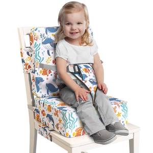 lot 4 image: Booster Seat for Dining Table, Toddler Booster Seat for Dining Table with Safety Buckles, Anti-Scratch Easy Cleaning Toddler Seat for Table (White-Fish) - Retail $33