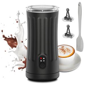lot 7 image: Ovetedot Milk Frother, Upgraded 4-in-1 Milk Frother and Steamer, Hot and Cold Foam Maker and Milk Warmer with Temperature Control & Auto Shut-Off, Frother for Coffee, Latte, Cappuccino, Matcha(Black) - Retail $35