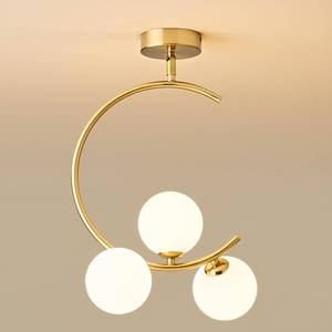 lot 21 image: GNGXEFACA Hallway Light Fixtures, 3-Light Gold Semi Flush Mount Ceiling Light Fixture 3 Globe Glass lampshades, for Kitchen, Dining Table, Bedroom, Hallway, Entryway and Balcony - Retail $46