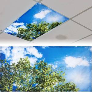 lot 30 image: Patelai 4 x 2 Feet Fluorescent Light Cover for Fabric Ceiling Classroom Magnetic Cubicle Shade with 10 Magnets Fluorescent Light Filters for School Home Office Drop Lamp Decor(Leaves) - Retail $9