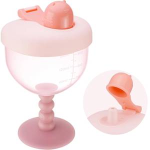 lot 39 image: NiHome 6oz Baby Goblet Cup with Lid for Ages 12 Months, Leak-Proof Travel Sippy Cup with Easy Measurement Marks, Elegant Wine Glass Design Toddler Cup, Durable and Odorless Baby Drinking Cup (Pink) - Retail $157