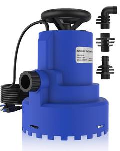 lot 19276 image: AgiiMan Automatic Submersible Water Pump - 1HP 5000GPH Pool Cover Pump with 33ft Power Cord for Pool Draining, Pond Pump Removal for Pool, Hot Tubs, Rooftops, Water Beds - Retail $90