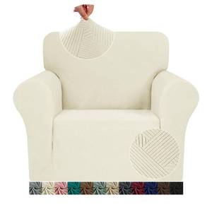 lot 19285 image: JIVINER Chair Cover for Living Room, 1 Piece Armchair Sofa Slipcovers Stretch Pet Friendly Couch Furniture Protector Covers with Elastic Bottom (Chair, Beige) - Retail $28