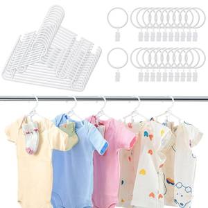 lot 19299 image: Hsei 30 Packs Nursery Baby Hangers with Ring Clips, Toddler Hangers, Kids Plastic Clothes Hanger for Infant Children Pants Closet Coat Skirts Socks(White) - Retail $27