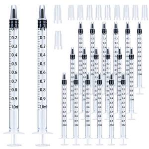 lot 19312 image: 20 Pack 1ml Syringe with Cap for Liquid, 1cc Plastic Small Syringes with Cover, Non-Sterile, No Needle - Retail $6