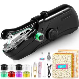 lot 19315 image: Handheld Sewing Machine, Mini Portable Hand Sewing Machines for Beginners, Quick Stitching & DIY Crafts Electric Small Sewing Machine, Dual Power Complete Sewing Kit for DIY Home Travel - Retail $18