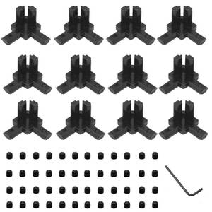 lot 19319 image: SeekLiny Black 12Pcs 2020 3 Way Corner Brackets Connector Set with 48Pcs M4 Screw and 1Pc M2 Wrench for 2020 Series Aluminum Extrusion Profile - Retail $16